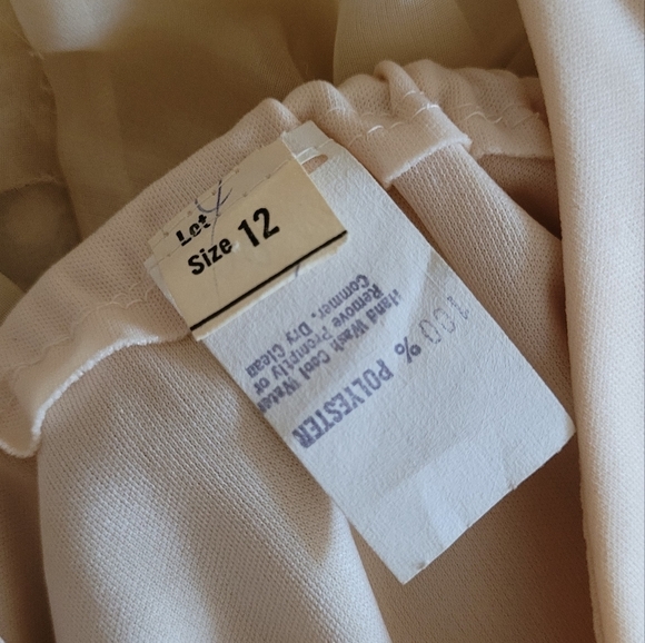 Vintage Tan Polyester Lace Long Maxi Dress w/Sheer Chiffon/Lace Capelet - 12/L - Picture 11 of 14